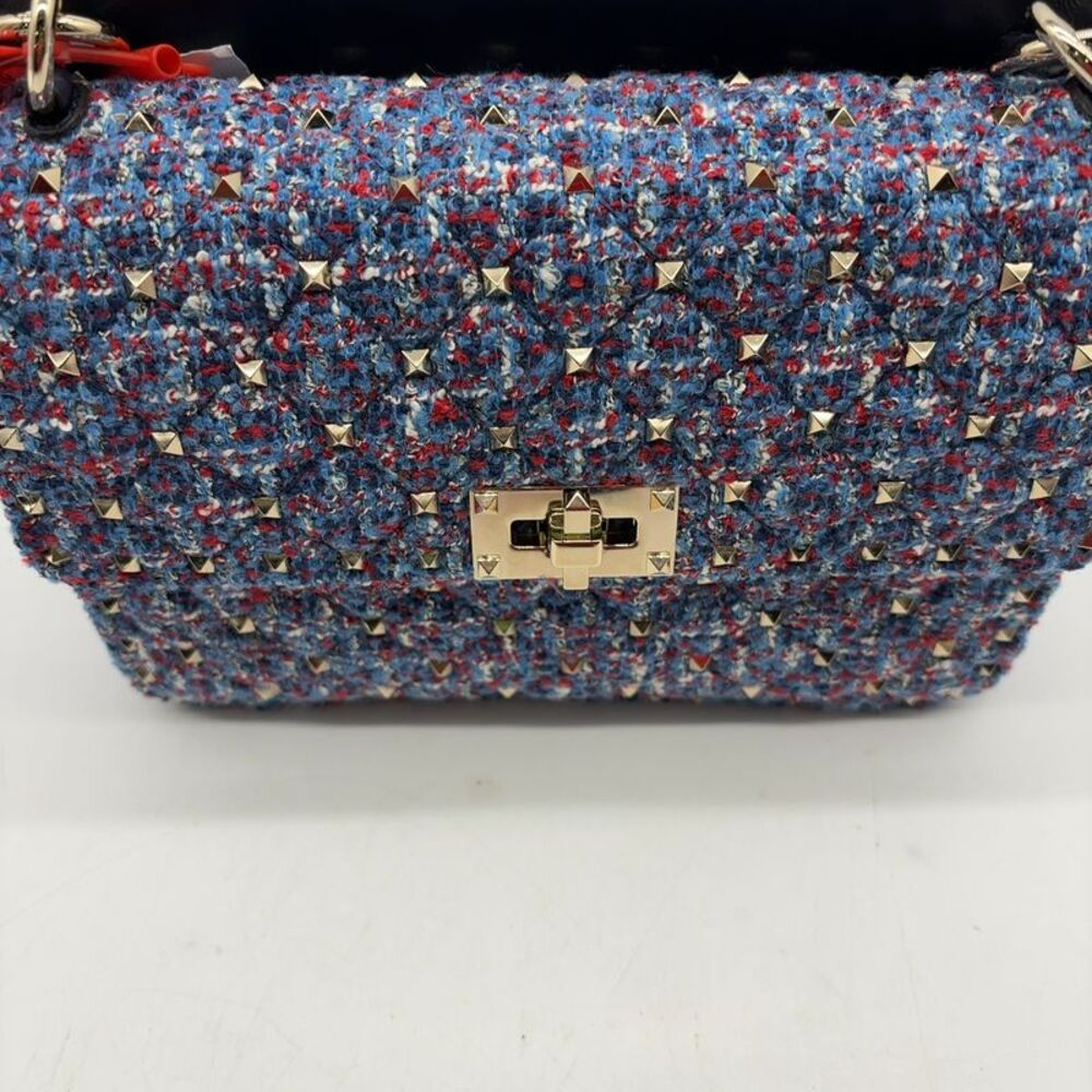 valentino Spike Medium Tweed Shoulder Bag
